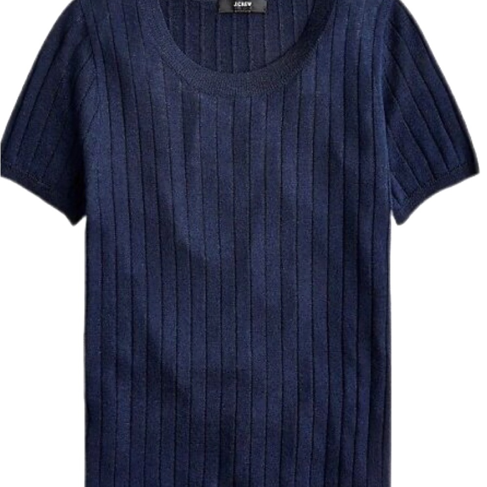 J. Crew Deep Blue Ribbed Knit Top